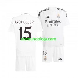 Camisola Real Madrid Arda Guler 15 Criança Equipamento Primeiro 2024-2025 Manga Curta
